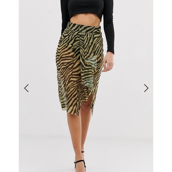 ASOS DESIGN animal print sheer midi skirt with pant - Picture 2 of 6